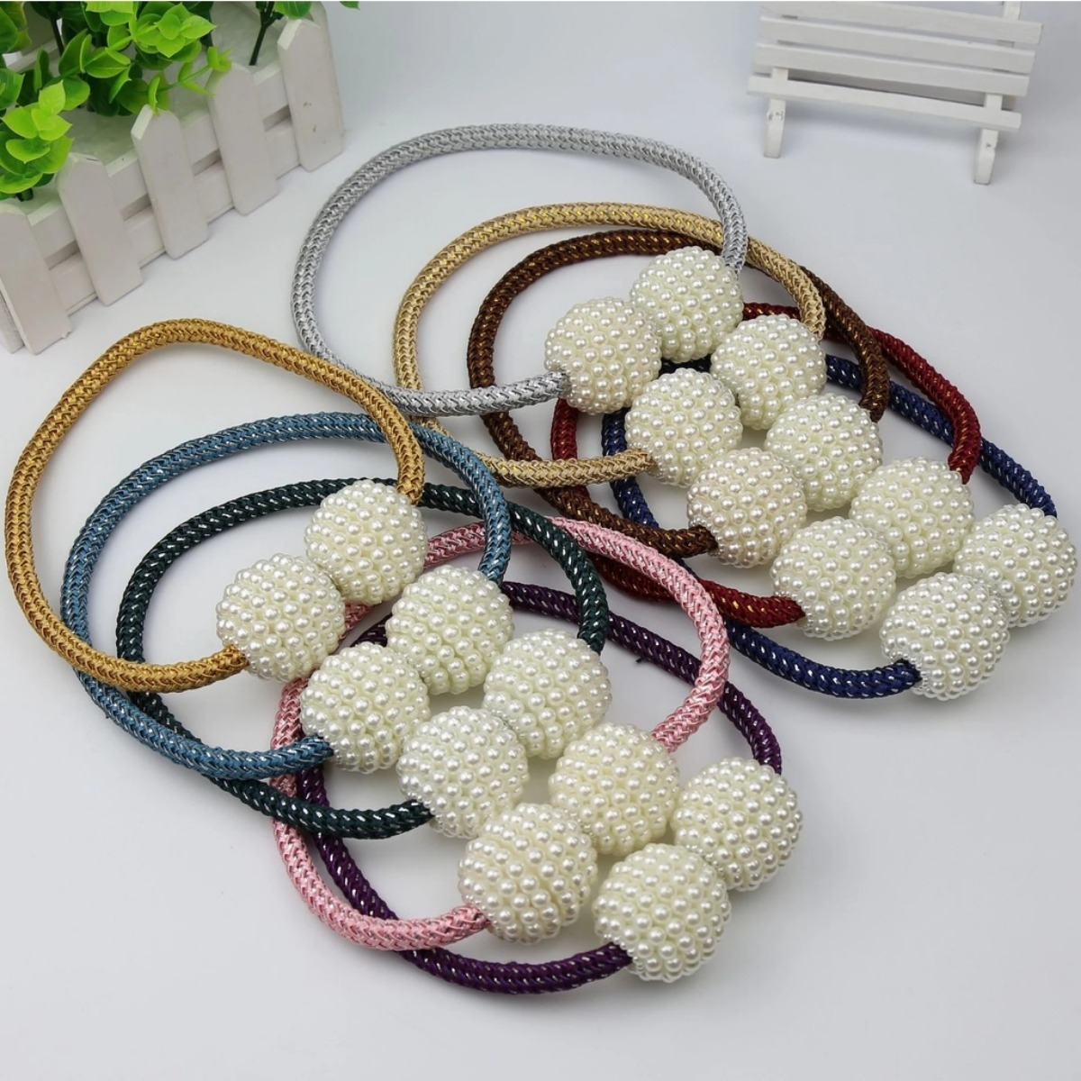 2 PCS Magnetic Pearl Curtain Buckle