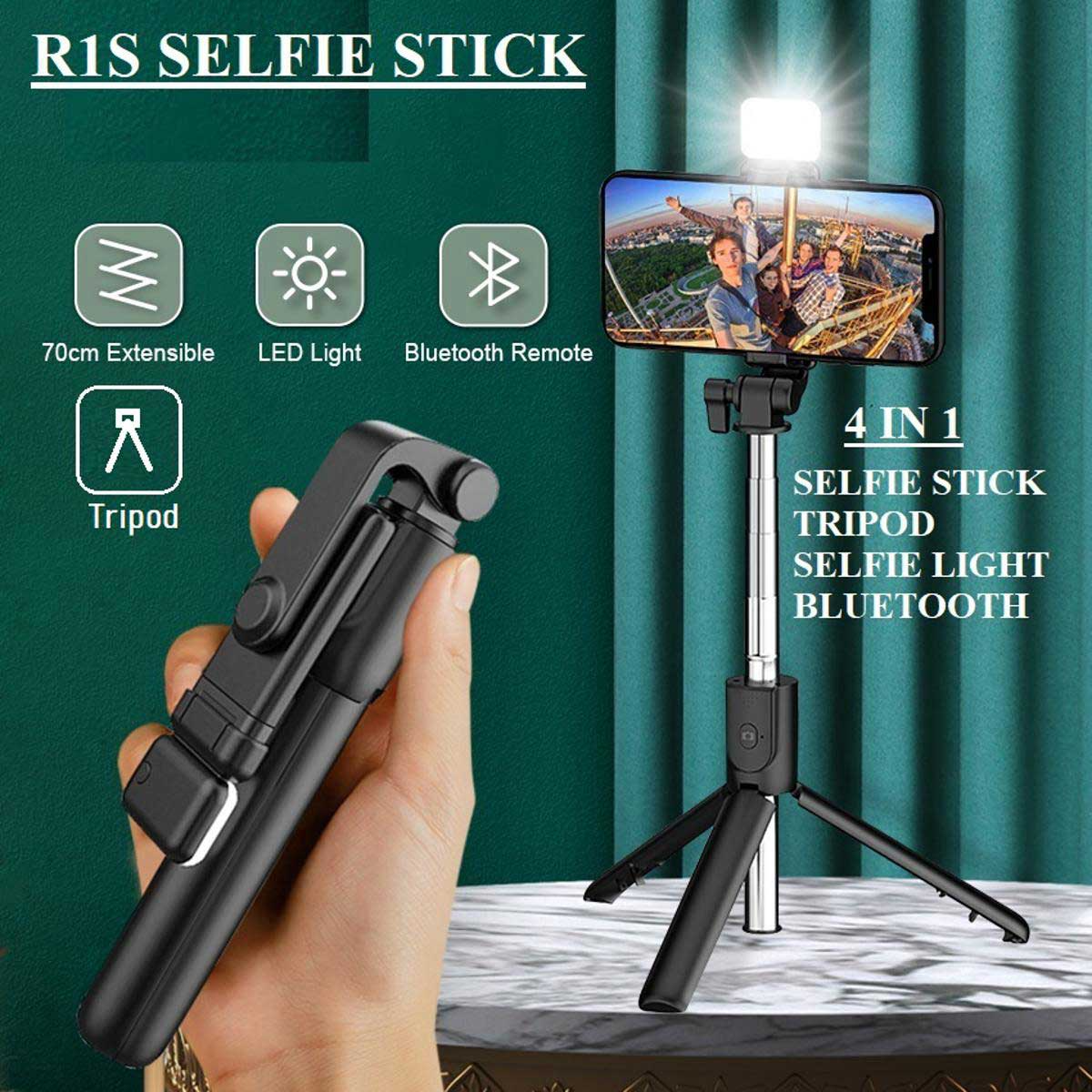 70cm Wireless Selfie Stick with Tripod - Bluetooth Shutter