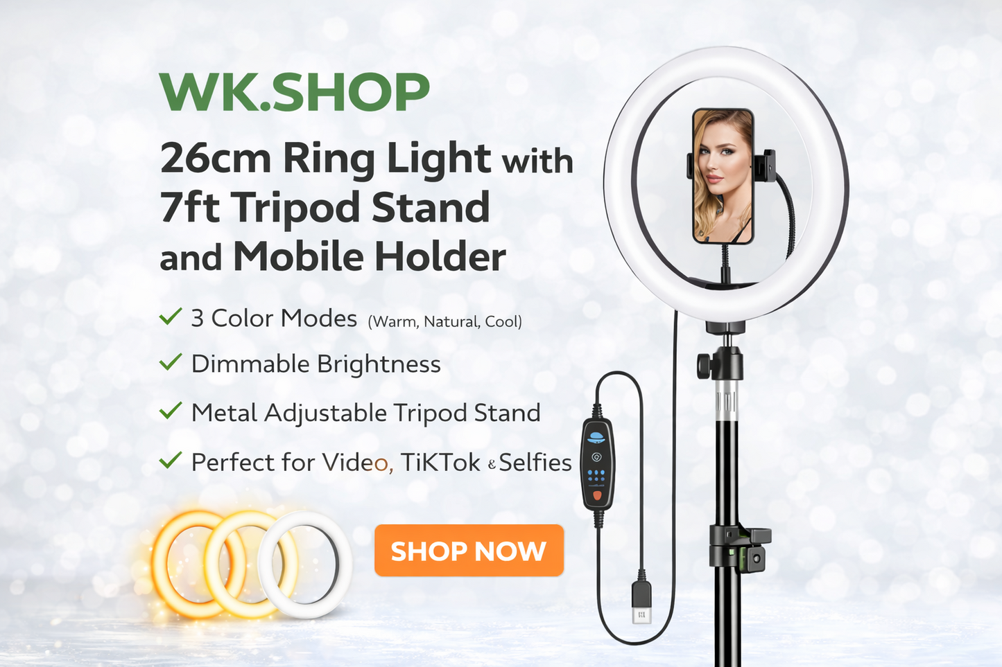 26cm Ring Light with 7ft